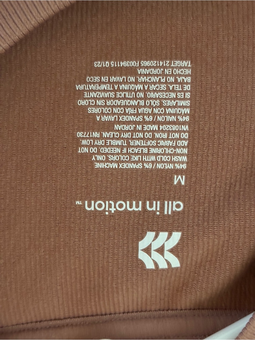 Medium All in Motion Seamless Long Sleeve Crop Top Workout Shirt - Mauve / Rust - Picture 6 of 8
